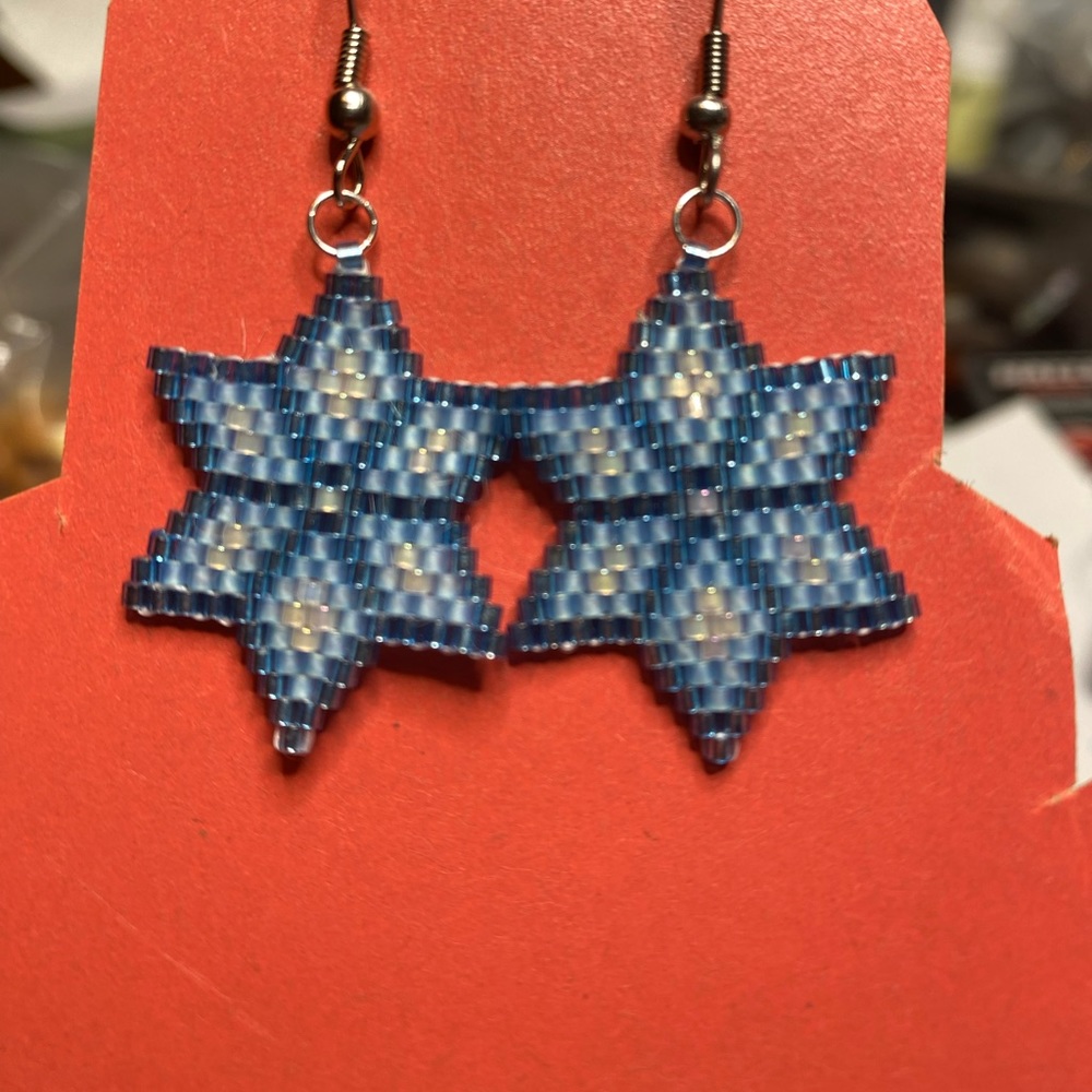 Handmade beaded Christmas earrings